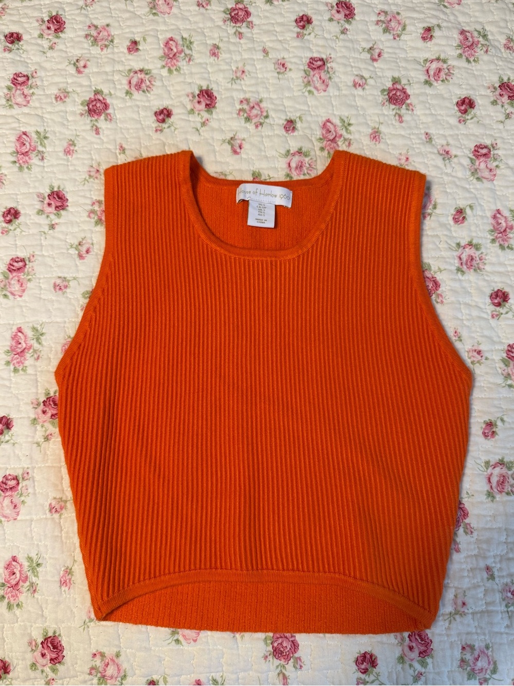 House of Harlow 1960 Orange Ribbed Cropped Tank Top size small